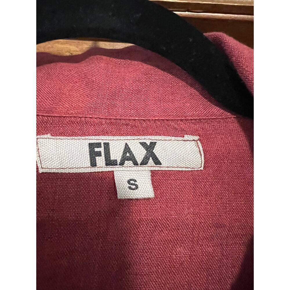 FLAX Women's 100% Linen Button Front Tunic Blouse Burgundy Lagenlook SZ S - Picture 7 of 12